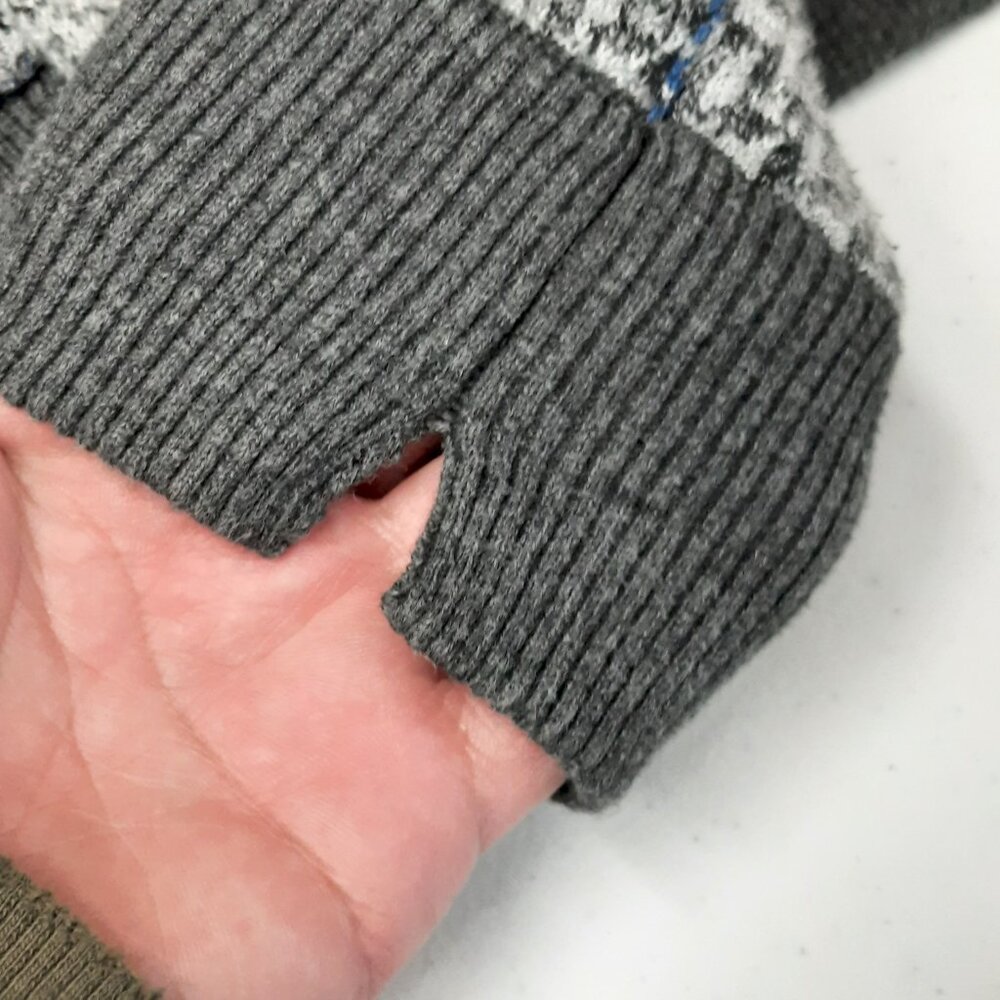 American Eagle Men's Textured Knit Plaid Hoodie Cotton Gray & Blue - Size XL - Picture 10 of 11